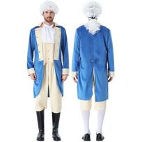 Suaugusiems Vyrams Vaikams Berniukams Retro Vašingtono Teisininkas Teismas Princas 18 Amžiaus Viršutinė Dalies Kelnės Perukų Rinkiniai Helovino Cosplay Kostiumai Apranga Men S mėlyna