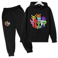 Children Hoodie 3-12 Years Coat Incredibox Sprunki  Print Boy Girls Toddler Pullover Sweatshirt+Pants Sports Casual Black Set 110