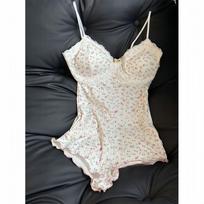 Slightly Sexy Floral V-Neck Slim-Fit Sleeveless Girly Jumpsuit XXL (70-80 kg) gray