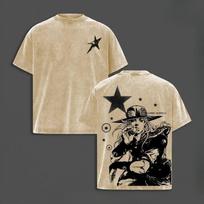 Zeppeli Giros Spausdinti Marškinėliai Anime JoJo Keisti Nuotykiai Drabužiai Vyrams Moterims Medvilniniai Marškinėliai Retro Skalbti Marškinėliai Harajuku Viršutiniai Drabužiai L beige