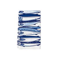 Marine-Themed Kitchen & Hand Towel with Fish, Lobster, Crab, and Starfish Print for Living Room or Bathroom Decor 40-60 cm (1 piece) blue