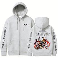 Anime Tengen Toppa Gurren Lagann Kamina Simon Zipper Hoodie Men Women Manga Casual Oversized Zip Up Jacket Cosplay Streetwear 120 white