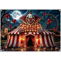 254. Fabric 7x5ft Halloween Horror Circus Backdrop Creepy Clown Banner 82.7x59inch/210*150cm