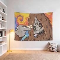 Trippy Psychedelic Multi Eyed Bigfoot Cartoon Tapestry Wall Hanging Home Decor for Bedroom Living Room Dorm 60 x 90 cm Peach Skin Tapestry – 1 Piece