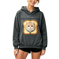 Unisex Long Sleeve Dog Pocket Sweatshirt Hoodie, Loose Casual Warm Pullover for Fall and Winter L