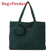 Urban Minimalist Womens Corduroy Tote With Multiple Pockets And Soft Structure black