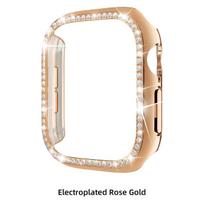Deimantinis dangtelis Apple Watch 12 46mm dėklui Bling tuščiaviduris apsauginis dėklas IWatch Series 12 42mm buferio korpuso apsauga Atspindys 7 RoseGold Series 12 42mm