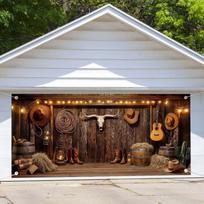 NYMB Western Cowboy Garage Door Cover Banner Backdrop 8X7FT Wild West Barn 70.9x43.3inch/180*110cm