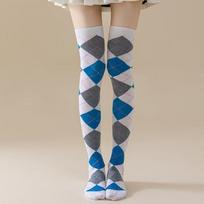 European Style Diamond Plaid Over-the-Knee Thigh High Socks for Women, Cosplay and Dance. One Size