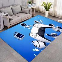 Astro Bot Game Area Rug, Robots & Game Controller Print Floor Carpet for Gaming Room Living Room Bedroom Decor 60x90cm( 23x35in )