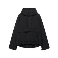 Women Outdoor Sports Hooded Windbreaker Half Zip Loose Casual Lightweight Outerwear Coat XL black