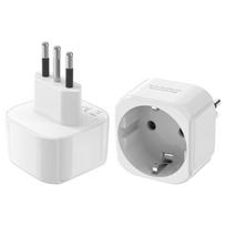 2pcs EU To Italy Italian Plug Adapter Power Converter Italy Travel Plug Adapter Electrical Socket Wall Charge Power Plug White 2pcs white