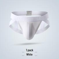Men's Breathable Cotton Low-Rise Double Thong Briefs - Sexy Summer Underwear Large white