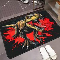 T-Rex Door Mat Cartoon Dinosaur Mouth Pattern Entrance Rug Soft Non-Slip Welcome Mat for Living Room Kids Dinosaur Lovers Decor 40X60CM