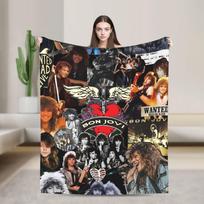 Bons Jovis Rock Band Blanket Cover Fleece Super Warm Throw Blanket for Bed Bed Rug 75X95CM