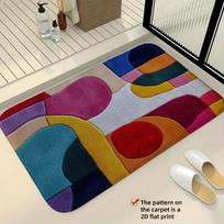 Colorful Abstract Geometric Printed Flannel Bath Mat With Soft Texture And Non Slip Backing Cozy Rug For Bathroom Or Home Decor 43X120CM