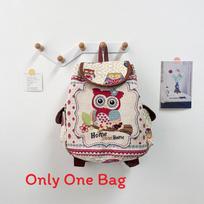 Owl Themed Canvas Backpack With Zipper Pocket For Streetwear And Everyday Outings Style 1