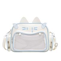 JK Kawaii Transparent Pocket Bag Preppy Style Y2K Shoulder Bag Creative Dolls Tote Bag  Gift white