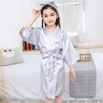 Kids' Ice Silk Summer Pajamas: Light Girls' Kimono-Style Robe 12 for height 130-140cm white