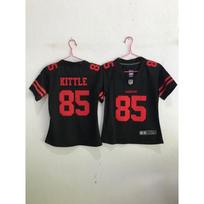 Kids NFL 49ers Retro 23 McCaffrey 85 Kittle Embroidered Jersey Christmas Gift 85 Black