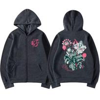 Anime Jojo Bizarre Adventure Zipper Hoodies Kakyoin Noriaki Jotaro Kujo Manga Zip Up Sweatshirts Men Women Fashion Pullovers M tamsiai pilka spalva