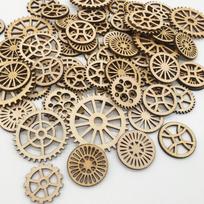 50 Pieces Unfinished Wood Hollow Gear Tags Cutout Wooden Embellishments
