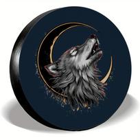 1pc, Spare Tire Cover, Wolf Pattern, Radius Size 35.56/38.1/40.64/43.18 Cm, Universal Spare Tire Cover, Wheel Protection Cover S 17inch