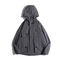 GOPUDO Unisex Mountain Hooded Windbreaker Jacket with Pockets, GS1309 L gray