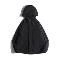 GOPUDO Unisex Mountain Hooded Windbreaker Jacket with Pockets, GS1309 L black