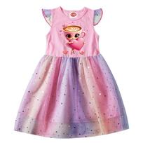 New Ballerina Cappuccina Clothes Kids Italian Brainrot Animals Tung Sahur Costume Girls Summer Flying Sleeve Dress Bag 130cm pink
