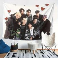 Stray Kids K-pop Group Tapestry Love Members Group Photo Wall Hanging for Bedroom Living Room Star Chasers Background Cloth 150X200CM