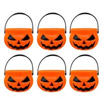 6PCS Set 6cm Size Halloween Pumpkin Jar Triangular Eyes With Lid Pumpkin Bucket Mini Basket Trick Or Treat Buckets Candy Holder