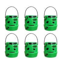 6PCS Set 6cm Size Halloween Pumpkin Jar Triangular Eyes With Lid Pumpkin Bucket Mini Basket Trick Or Treat Buckets Candy Holder