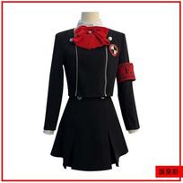Persona 3 Reload Cosplay Aigis Minato Arisato Gekkoukan vidurinės mokyklos uniformos komplektas su kaklaraiščiu, ženkleliu, antrankiu Anime kostiumas XXL black