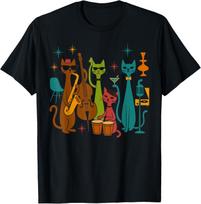 Vintage Mid Century Modern Look Cat Band 50s 60s Style T-Shirt unisex T-Shirt S