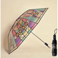 Automatic 23 Inch Transparent POE Umbrella With Stained Glass Design 8-Rib Steel Frame UPF50 Sun Protection Rain Or Shine Automatic