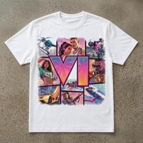 GTA VI Vice City Style Gaming Graphic T shirt 140 white