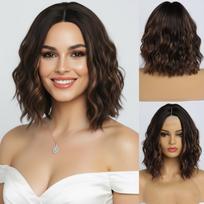 Wig European and American female Bobo head BOBO no bangs water ripples medium and long curly hair chemical fiber headgear white