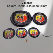 7pcs fiat Abarth Car Front Hood Emblem Bonnet Badge Rear Trunk Badge 85/95/100/120mm 10/12cm Hub Cap Wheel Center Cap 56/60mm V8