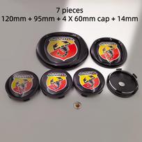 7pcs fiat Abarth Car Front Hood Emblem Bonnet Badge Rear Trunk Badge 85/95/100/120mm 10/12cm Hub Cap Wheel Center Cap 56/60mm V8