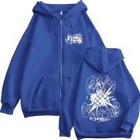 Anime Jojo Bizarre Adventure Guīdo Mista Zipper Hoodies Men's Women Zip Up Hooded Sweatshirts Fashion Jackets Coats Streetwear L mėlyna
