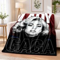 Lady Gaga Flannel Throw Blanket Soft Warm Cozy For Sofa Bed Indoor Home Bedroom Use 80cmx120cm gray