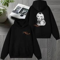 Singer Sabrina Carpenter Man's Best Friend Album Double Sided printed Hoodie Unisex vintage Sweatshirt Men women Fleece pullover XXL gray
