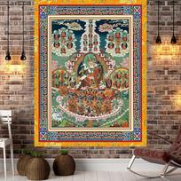 Tibetan Buddha and Bodhisattva Tapestry Vintage Buddhist Spiritual Meditation Wall Hanging Living Room Yoga Room Decor 40 x 60 cm Peach Skin Tapestry – 1 Piece black
