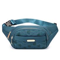Waterproof Women Fanny Pack Large Capacity Outdoor Waist Bag Zipper Embroidery Bumbag  Daily mėlyna