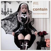 European and American Halloween Vampire Nun Costume Plus Size Cross Dark Gothic Style Cosplay Cosplay Party Dress M gray