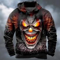 2026 New Men's Skull Hoodie Sweatshirts print Head Pattern Hooded Pullover Autumn Fashion Casual Sweatshirt L gray