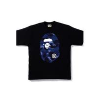 A BATHING APE Head Color Camo Big Ape Head T Shirt Unisex Black bape-ss18-030 XL blue