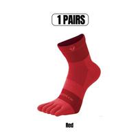 1Pair Men's Coolmax Five-Finger Socks Breathable Moisture-Wicking Antibacterial Fitness Outdoor Split-Toe Socks for EU38-46 EU43-46(US 9-11.5) red
