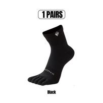 1Pair Men's Coolmax Five-Finger Socks Breathable Moisture-Wicking Antibacterial Fitness Outdoor Split-Toe Socks for EU38-46 EU43-46(US 9-11.5) black